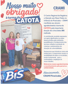 Agradecimento à Turma da Catota e compromisso com a proteção da infância